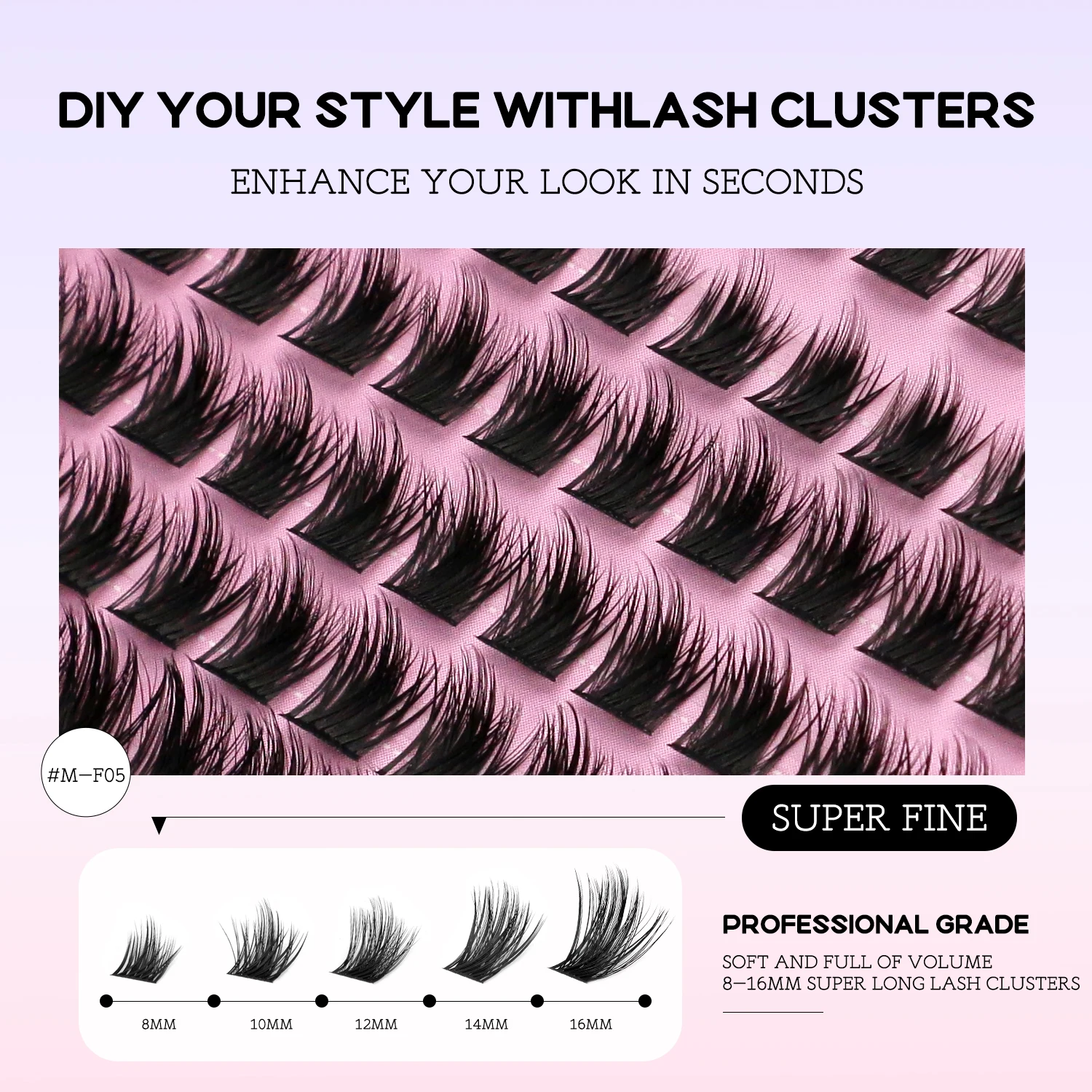 ​ GROINNEYA ​ ​   Soffici kit per ciglia a grappolo fai-da-te Ciglia individuali Estensione ciglia duratura Colla e guarnizione per ciglia ​ ​   Strumenti Trucco facile