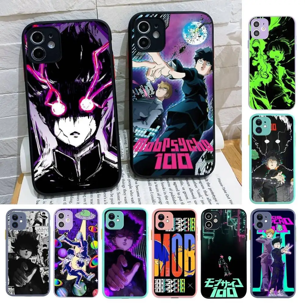 

Popular Classic Anime M-mob P-psycho 100 Phone Case For IPhone 14 11 12 13 Mini Pro Max Plus XR XS MAX Translucent Matte Cover