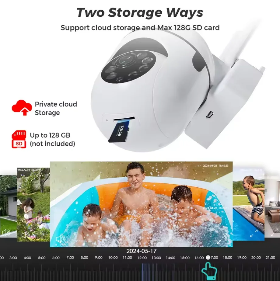 8MP Wifi IP Wireless PTZ Security Surveillance Camera 4X Zoom Tracking Two-way Audio HD Night Vision Color Cam with V360PRO App