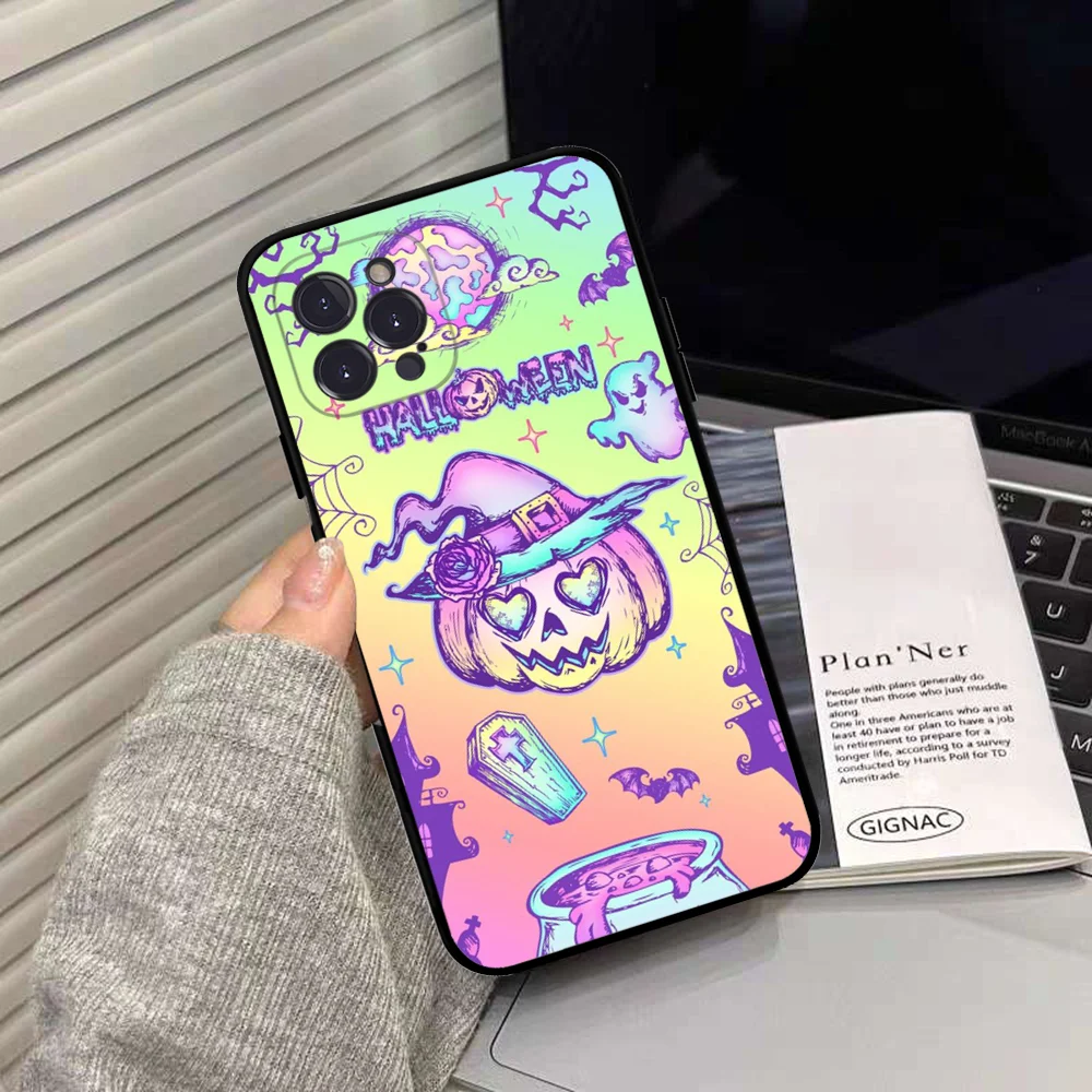 Halloween jesień jesień etui na telefon silikonowe miękkie dla iphone 15 14 13 12 11 Pro Mini XS MAX 8 7 6 Plus X XS XR Cover