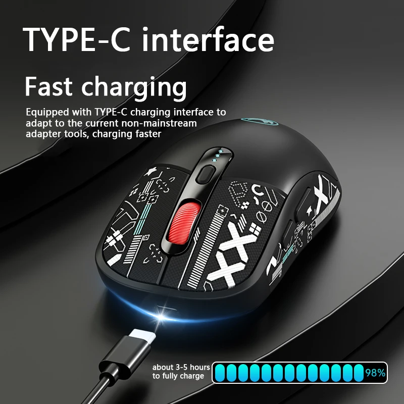 F30 Silent Wireless Gaming Mouse 10000DPI 2.4GHz/Wired/Bluetooth Mouse 1K Return Rate Support Macro Programming