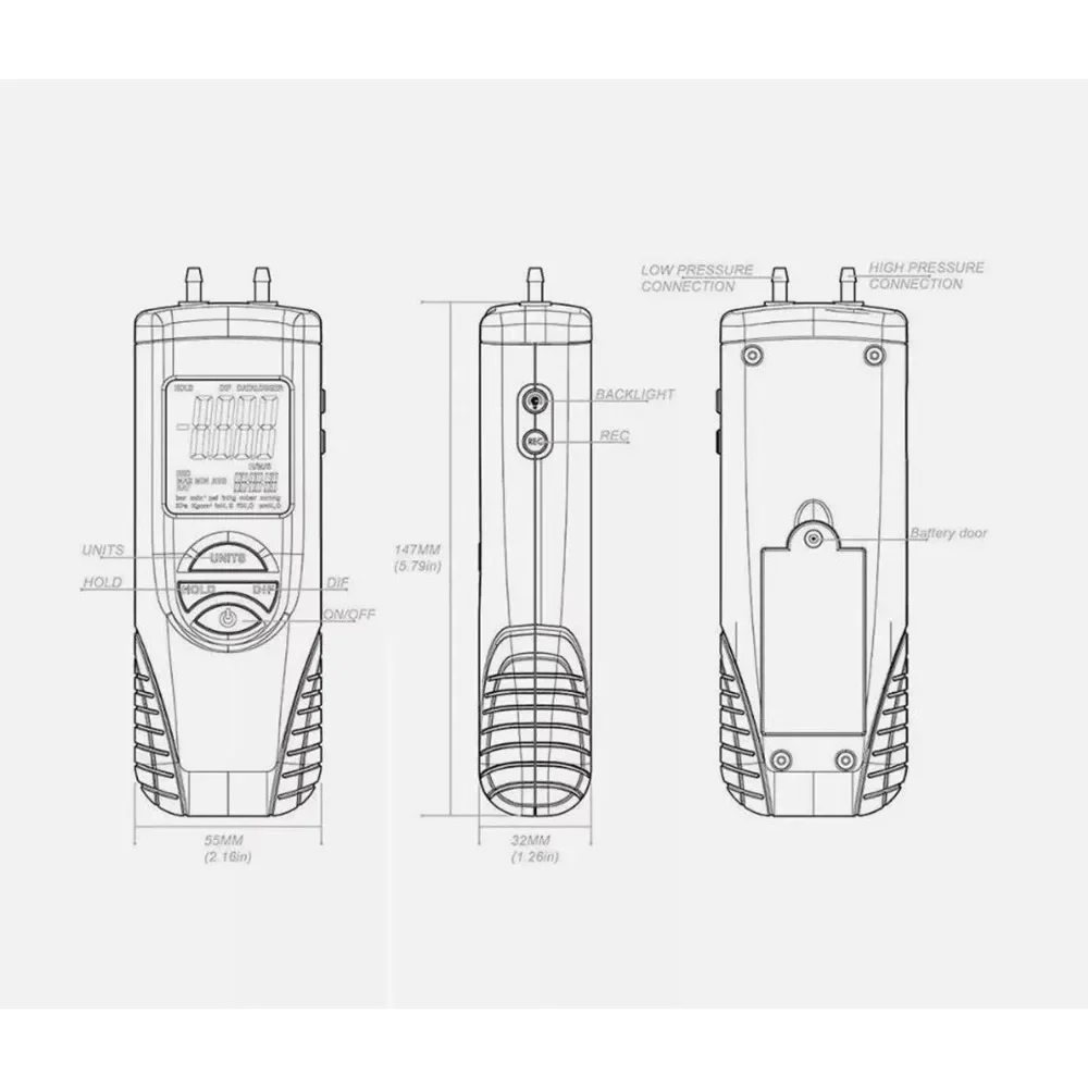 

Цифровой портативный манометр HTI HT-1890 для измерения давления воздуха, дифференциального давления, тестер давления газа с ЖК-дисплеем
