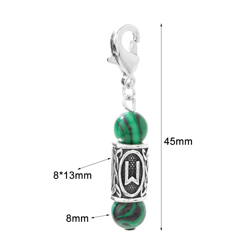 Viking Knot Pendant Keychain Nordic Viking Rune Tiger Eye Natural Stone Viking Letter Amulet Bag Car Key Rings Tridents Jewelry