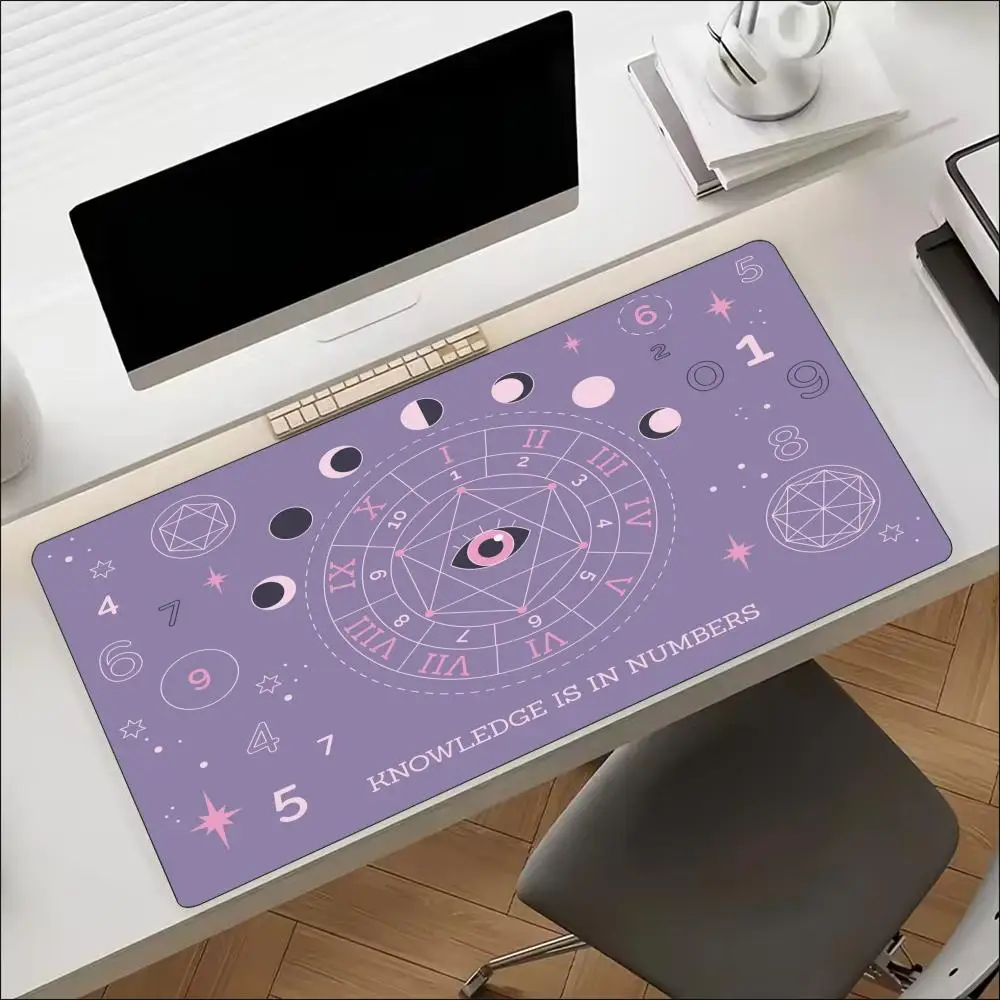 Extra Large Mousepad Pink Zodiac Astrology Symbols Desk Mat Non-Slip Locked Edge Extended Keyboard Carpet for Office Laptop