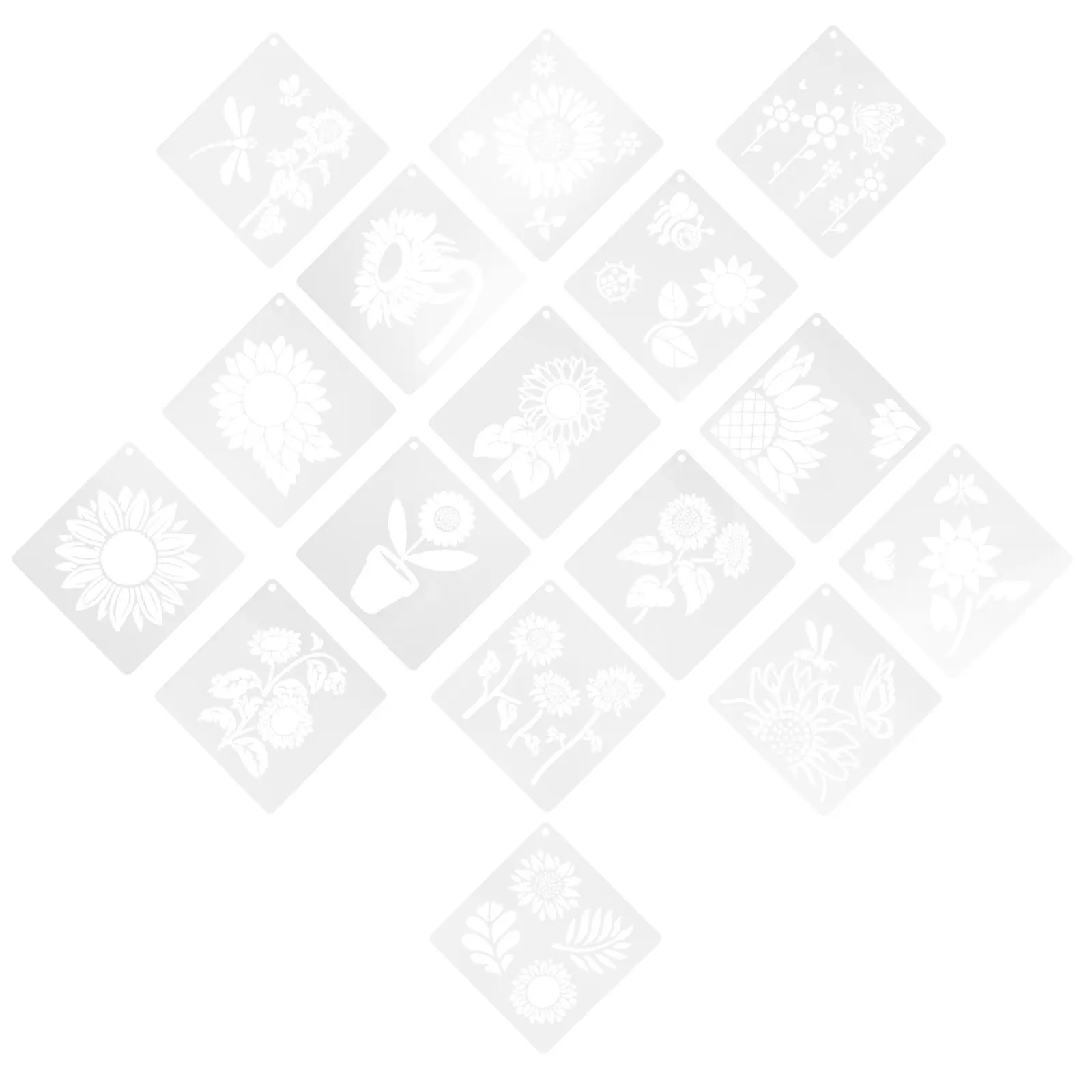1Set Sunflower Stencils Plastic Multi-Use Painting Templates for Crafts Floral Drawing Stencils Reusable Sunflower Stencil