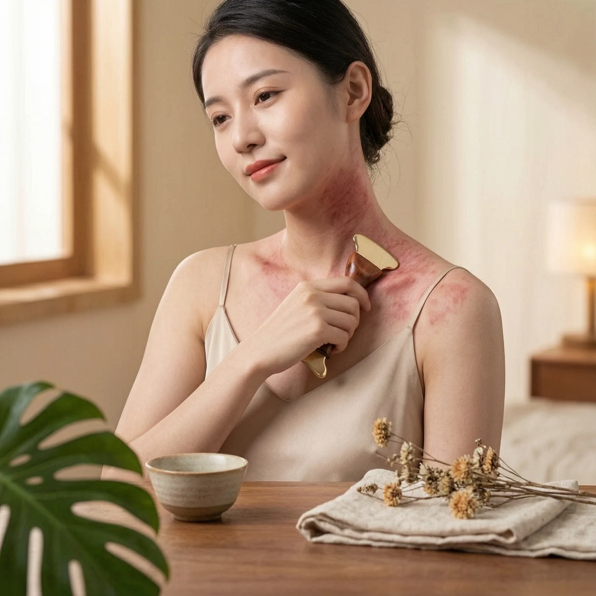 Gua Sha Tool Ergonomic Gua Sha Massager with Wooden Handle Massage Scraper Lymphatic Drainage Wooden Massager Acupressure