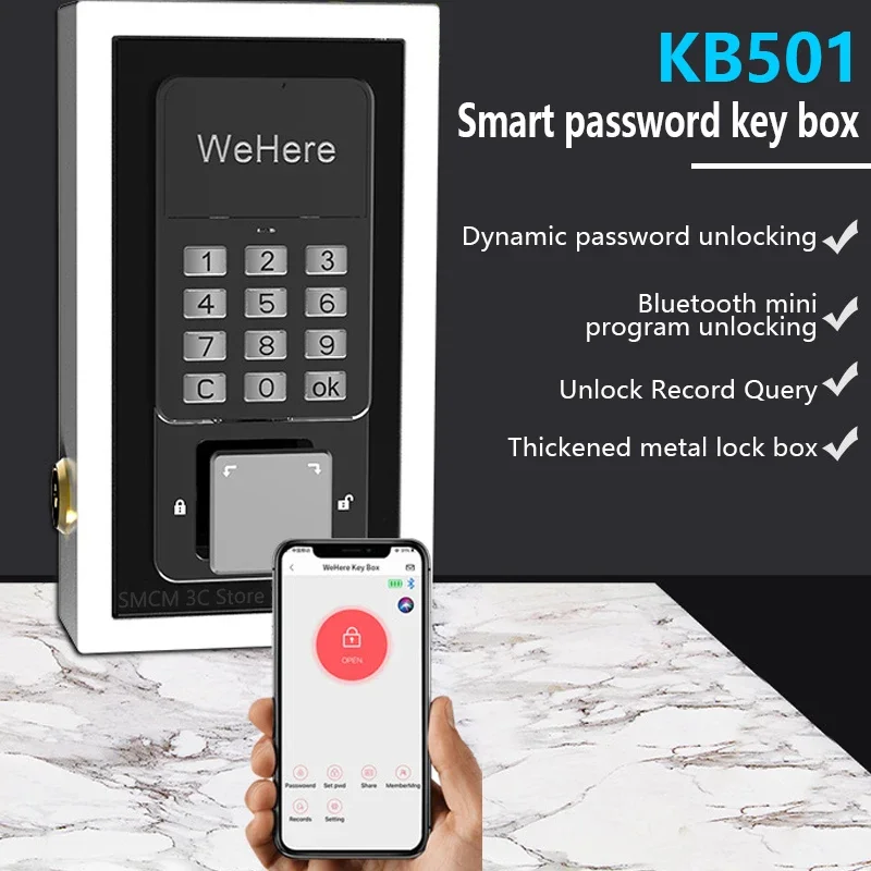 WeHere-Electronic Key Safe Box Armazenamento, controle remoto, senha inteligente, App, telefone, controle remoto, Segurança Outdoor, Apartamento,