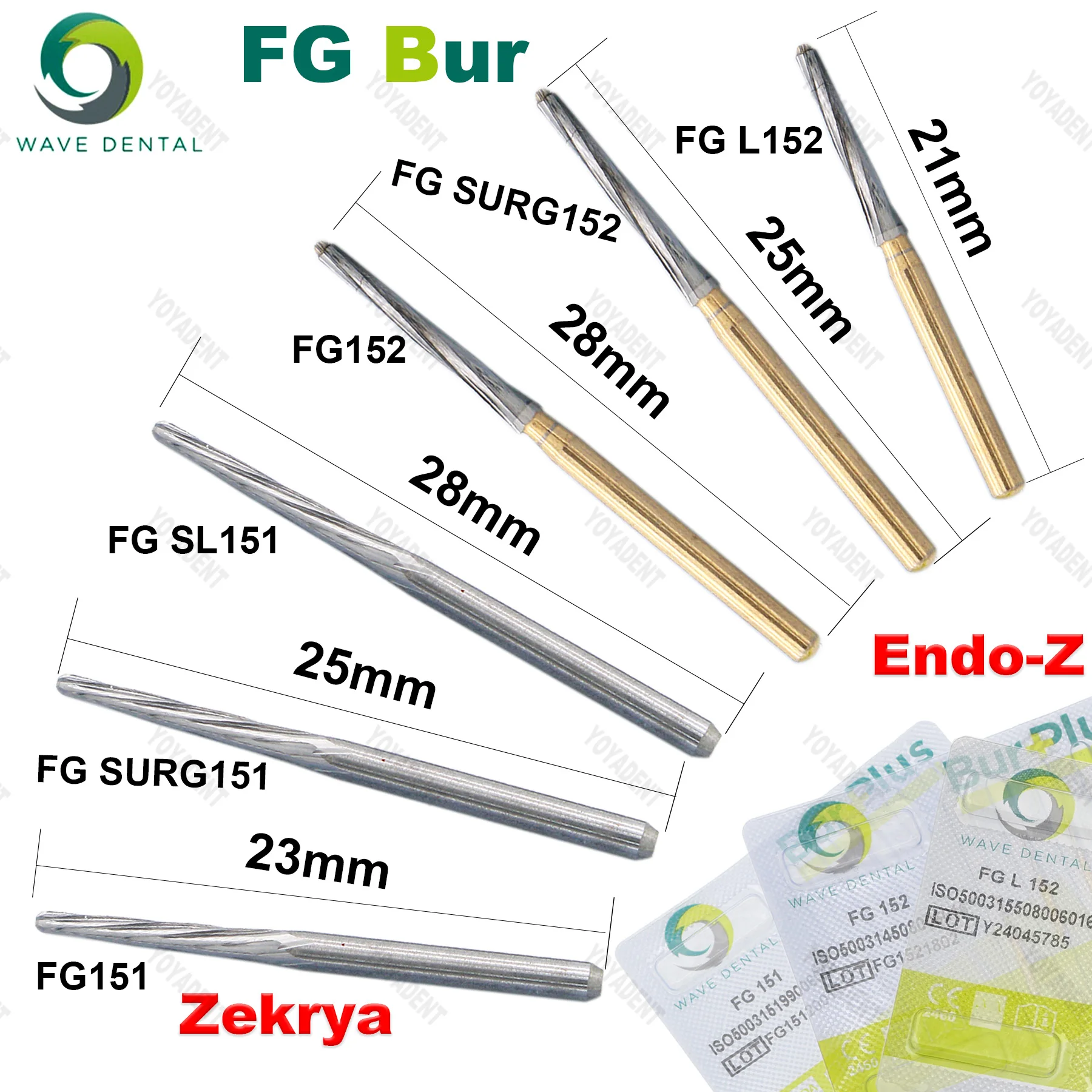 

WAVE Dental Tungsten Carbide Burs FG Series Endo-Z/zekrya Drill Tooth Extraction Burs 1.6mm For High Speed Handpiece