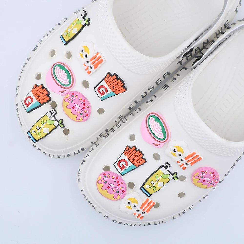 Shoe Крокросы Accessories Charms Cute Cartoon DonutShoe Decorations French Fries Drink Ornament Children New Year's Gifts 1 Pc
