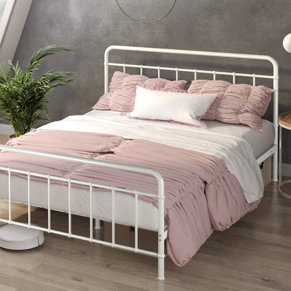 

ZINUS Florence Full Panel Metal Platform Bed Frame, Mattress Foundation, No Box Spring Needed, Easy Assembly, White, King
