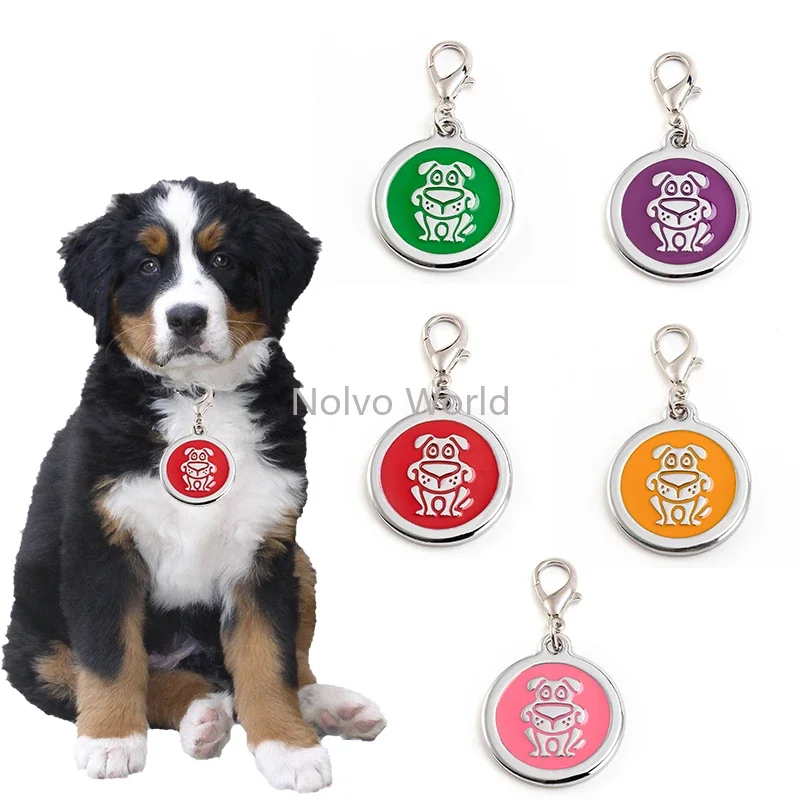 5/20/50PCS 2.5/2.8CM Pets ID Tag Nameplate For Custom Personalized Anti-lost Address Number Paw Glitter Pendant Design Plates