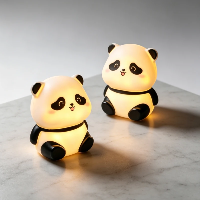 Cute Kawaii Panda Night Light Battery Powered LED Bedside Lamp Soft Warm Eye‑Friendly Sleeping Night Lamp Home Bedroom Decor