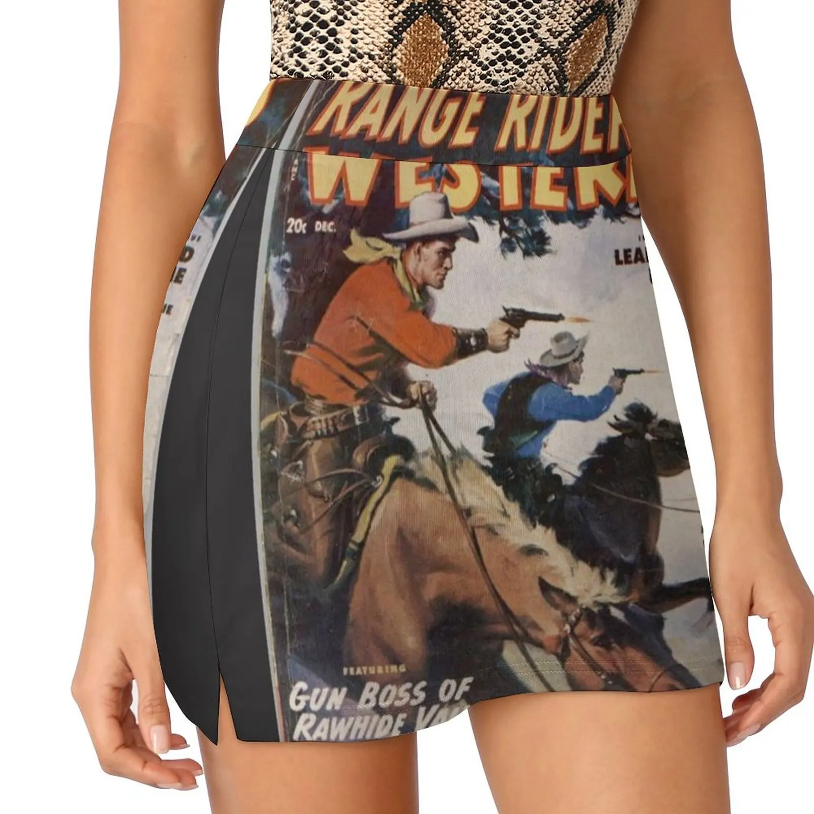 

Range Riders Vintage Western Pulp Magazine Cover Mini Skirt Kawaii midi skirt for women Female clothing