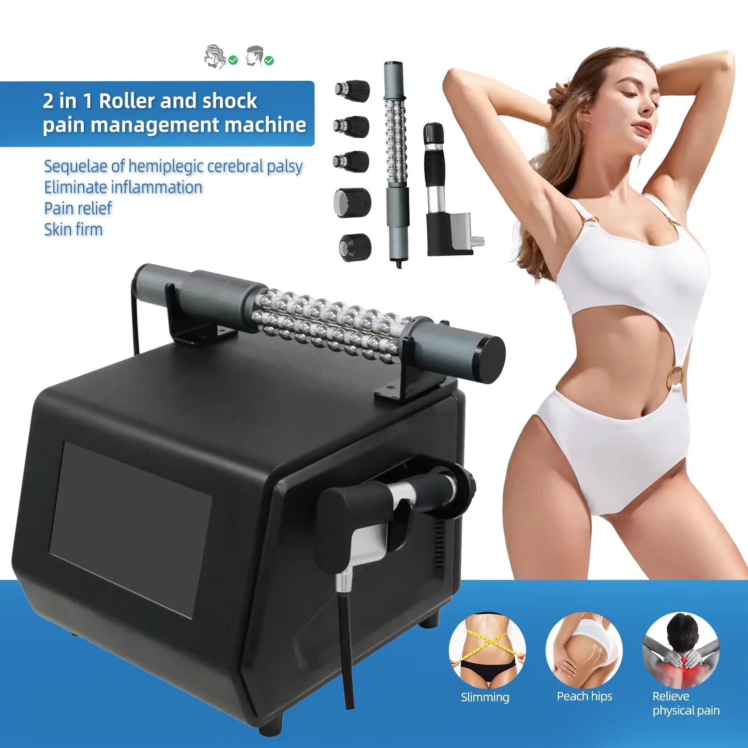 Professional Shockwave Roller Physiotherapy Instrument for Pain Management Muscle Relaxation Beauty Care