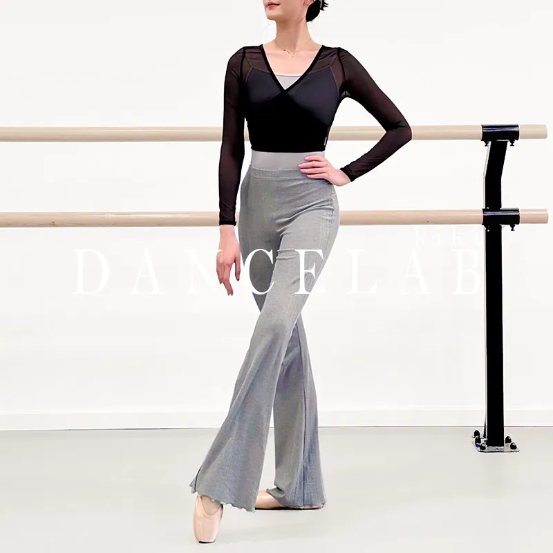 

Женские балетные леггинсы для разминки, вязаные, с высокой эластичностью, расклешенные, тонкие и дышащие, для танцев, одежда для балерин