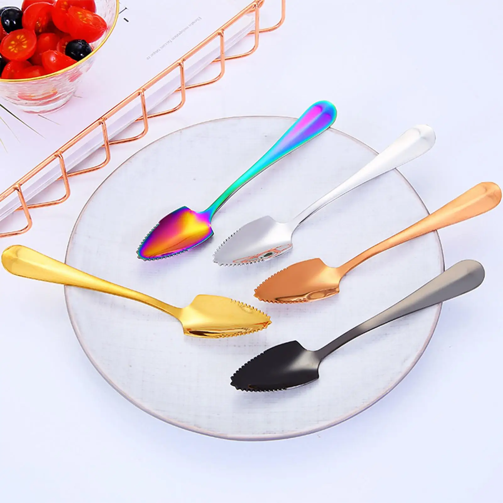 Serrated Grapefruit Spoon Stainless Steel Fruit Scoop & Digging Tool Kitchen Serving Spoon For Breakfast Salad, Avocado Citrus