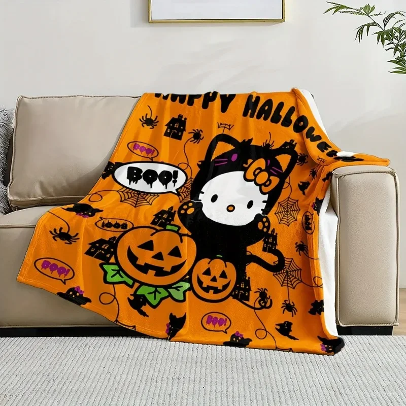 Saniris Halloween Anime Kawaii Print Hellokittys coperta di flanella singolo strato Cartoon condizionatore d\'aria copertura per la casa coperta