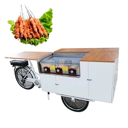 Pedal Assist Electric Bike BBQ Grills Fast Food Carts and Food Trailer Barbecu Street Dinning Bicycle Tricycle with Griddle