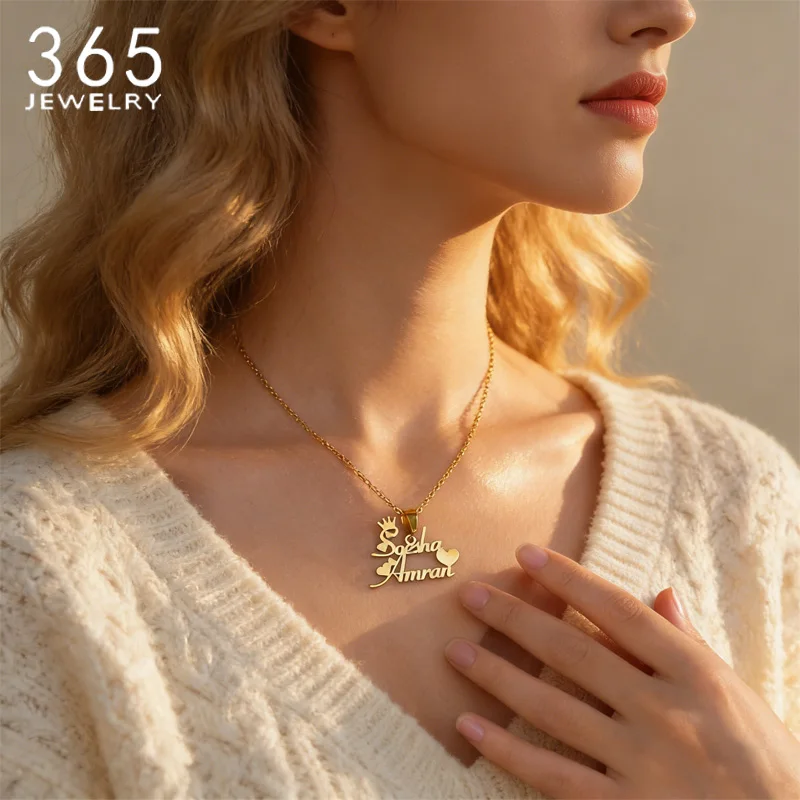 

365 Custom Name Necklace Multiple Style Nameplate Stainless Steel Personalized Pendant For Men Women Trendy Choker Jewelry Gifts