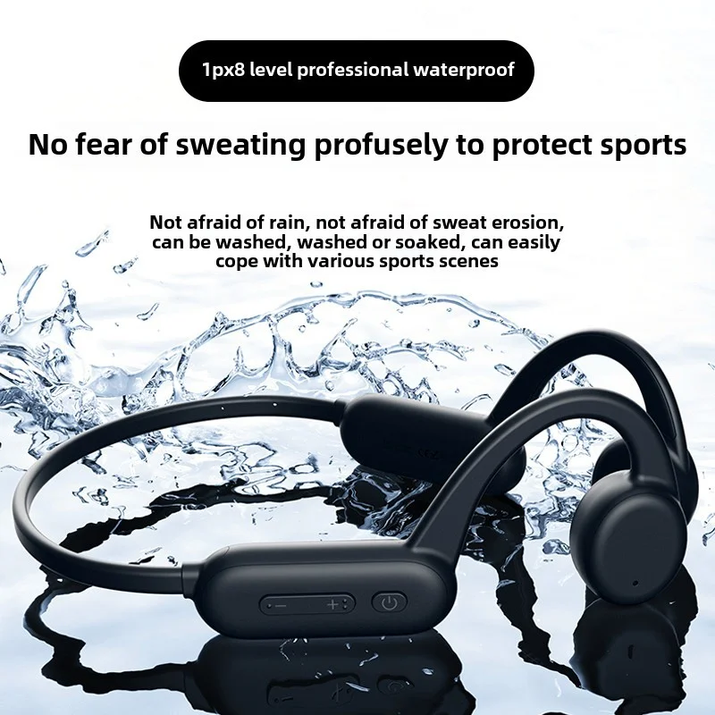 Cuffie a conduzione ossea con memoria da 32 g, batteria a lunga durata, ascolto di musica, cuffie da nuoto, cuffie Bluetooth wireless