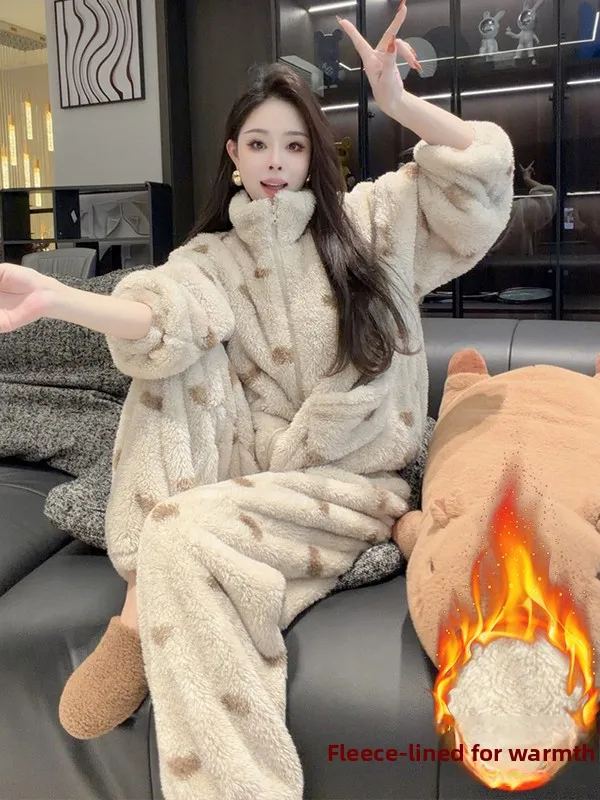 

Fashionable Heart Sweater Jacket And Wide Leg Pants Two Piece Set for Women Casual Winter New Arrival All Matched Set