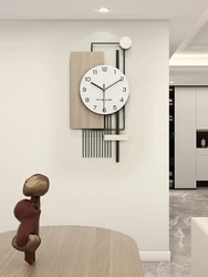 Modern Minimalist Wooden Wall Clocks, Vertical Wall Decor for Living Room, Simple Iron Indoor Art, Bedroom, Household Decoration