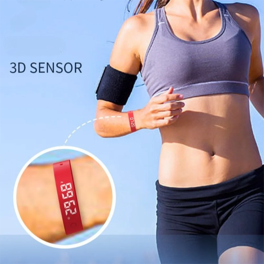 LED Digital Smart Bracelet Vibration Alarm Sleep Monitoring Smart Band Rechargeable Pedometer Sports Wristband for Students