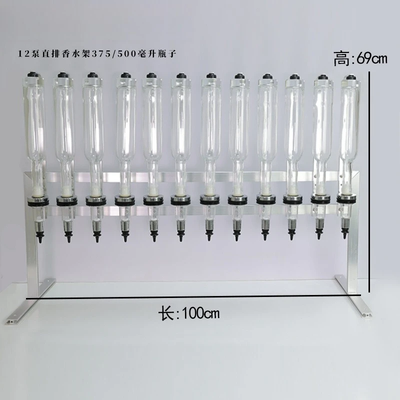 Twelve pump dispenser, perfume display stand, aromatherapy set, glass in-line display stand