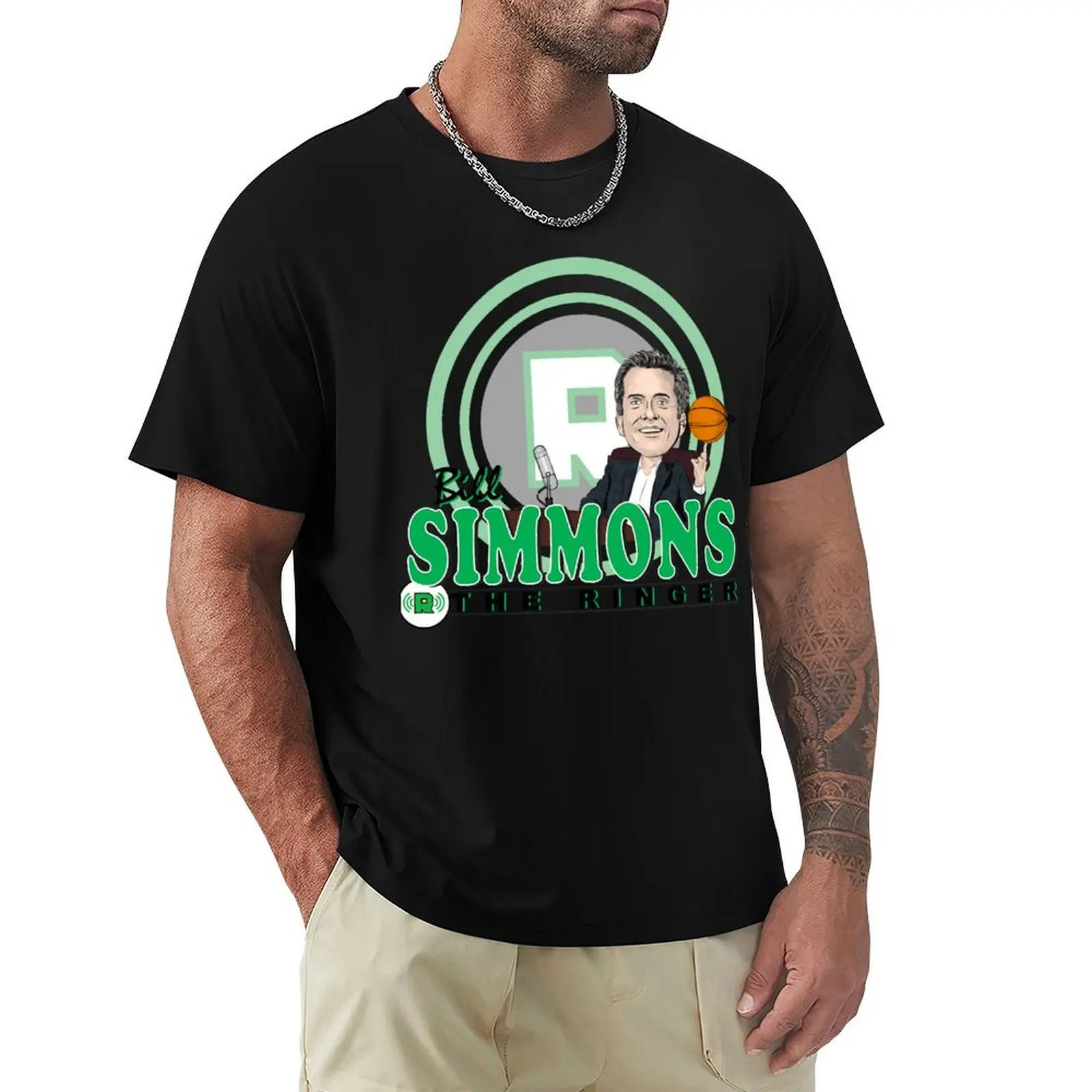 Bill Simmons Caricature Tee T-Shirt Fashion Casual Short Sleeve Top