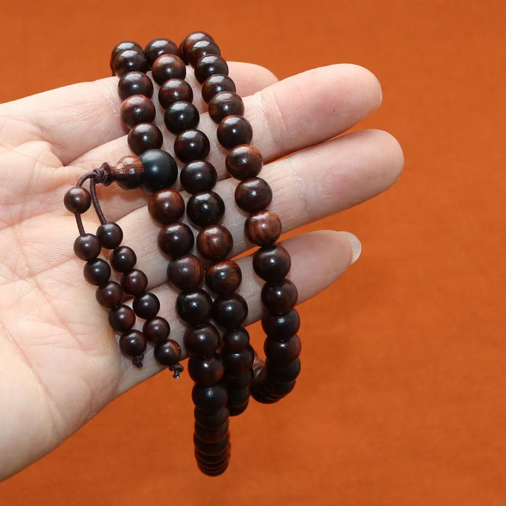 8mmx108pcs Natural Chinese Hainan HuangHuaLi prayer beads bracelet woman man China pear scented rosewood fashion wood bangle