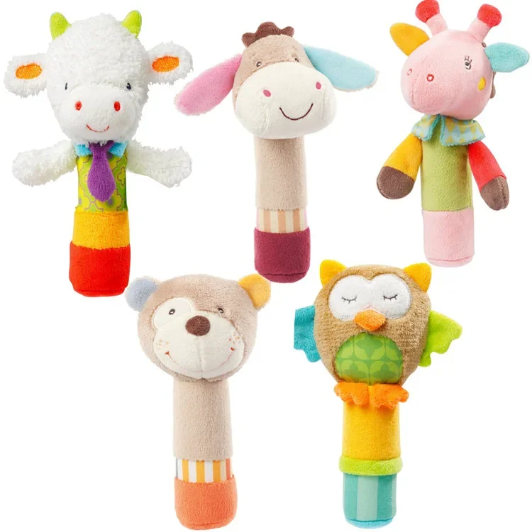 Baby Animal Hand Bell Rattle Soft Rattle Toy Newborn Rattle Mobiles Baby Toys Cute Plush Toys 0-12 Months Christmas Gift