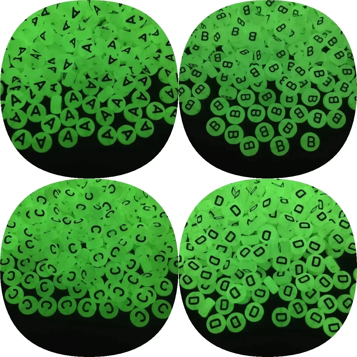 100-500 قطعة الاكريليك مضيئة A-Z 26 رسالة الخرز الجولة شقة فضفاض فاصل الأبجدية الخرز لصنع المجوهرات قلادة سوار ذاتي الصنع