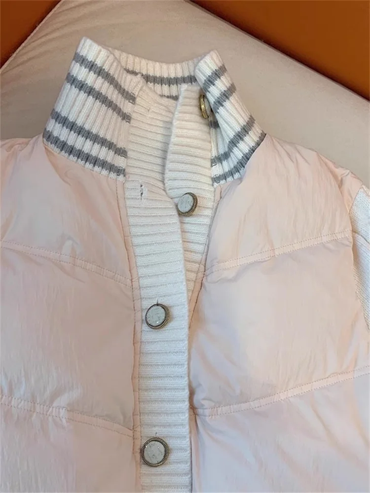 e Gestrickte leichte Stehkragen-Baumwolljacke für Damen, trendiges Herbst-Winter-Design, Princ Sle Single Button Cl...