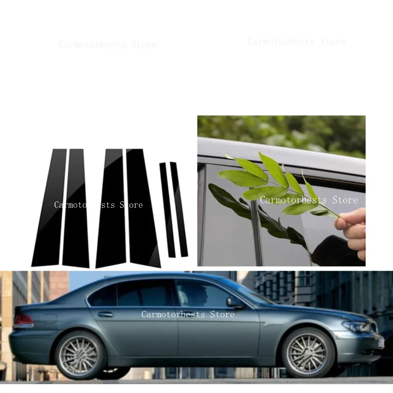 6PCS Glossy Black B C Pillar Posts Sticker Fit For BMW 7 Series G11 2016~2022  Window Door Column B C Sticker Cover Trim
