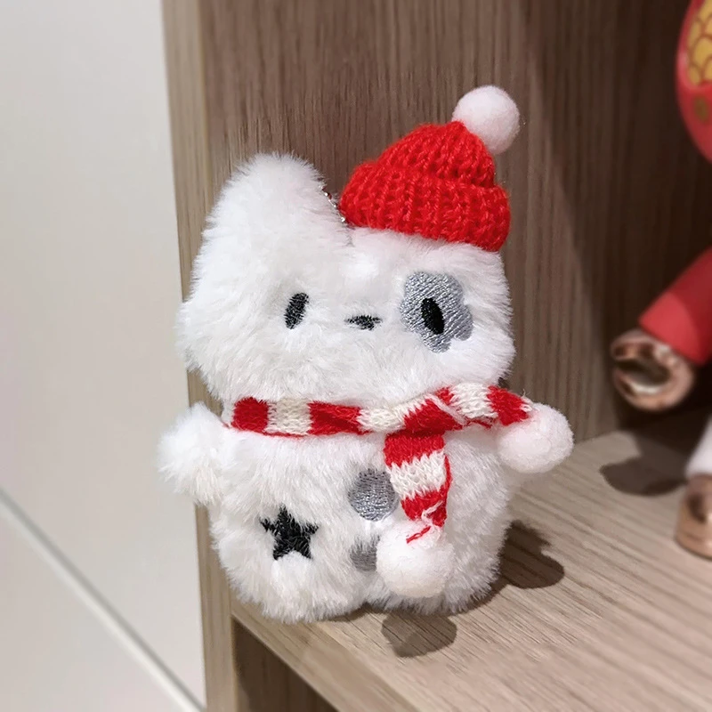 Cute Cartoon Christmas Plush Cat Rabbit Keychain Kawaii Soft Stuffed Doll Toys Car Key Ring Backpack Pendant Decoration Gifts