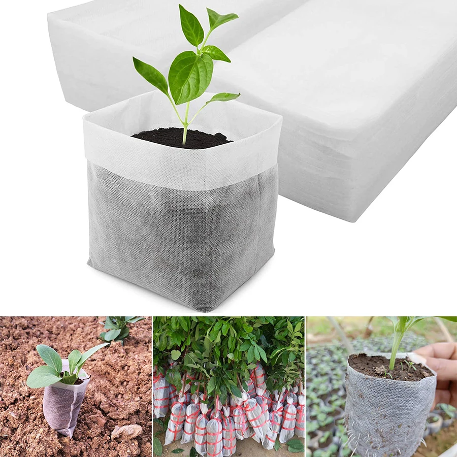 

100PCS Biodegradable Nonwoven Fabric Nursery Plant Grow Bags Seedling Growing Planter Planting Pots Eco-Friendly Bag for Garden