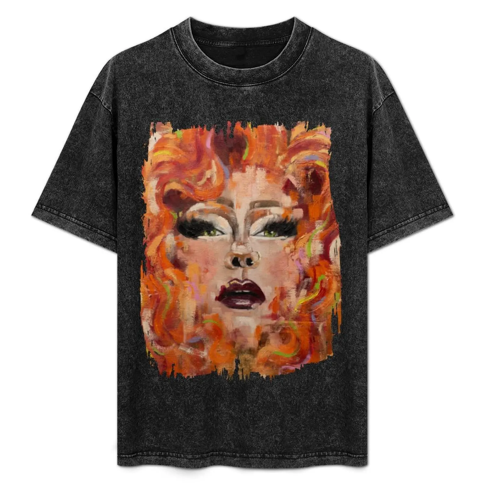 

Jizzelle Distressed Oil Painting T-Shirt Basic Tee Shirt for Everyday Outfit