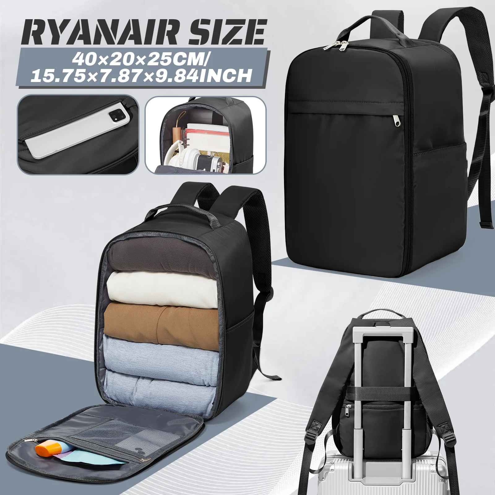 Fits most airlines Personal ltem Standards Cabin Airplane 40x20x25 Travel Backpack，Travel Laptop Bag 40x30x20 Anti-theft Luggage
