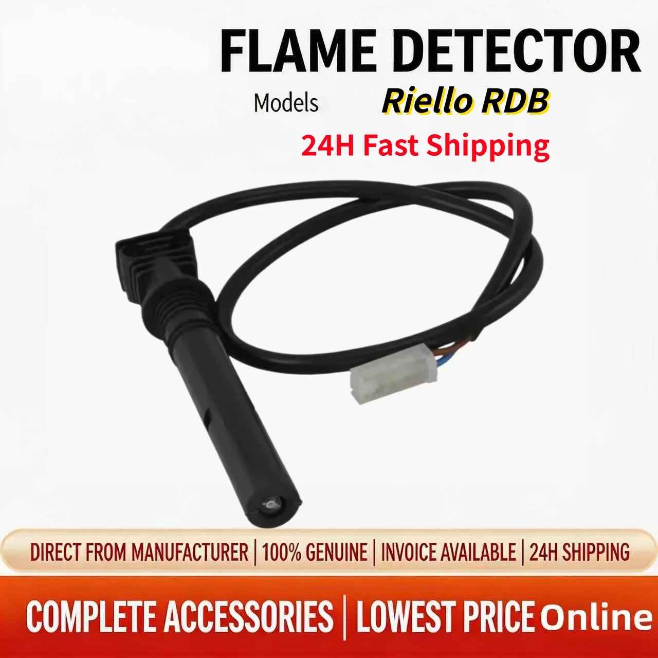 BECKETT High Sensitivity Flame Photocell Sensor, Long Body Flame Detector Compatible with Riello RDB Oil Burners