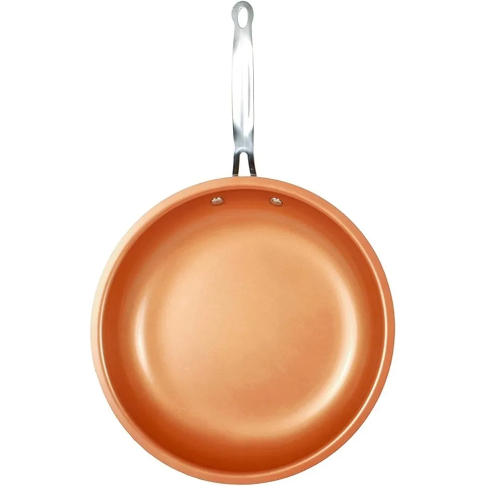 

Кастрюля с антипригарным покрытием, круглая сковорода медного цвета, кухонная сковорода для жарки яиц, стейков, семейный ресторан, кухонная посуда