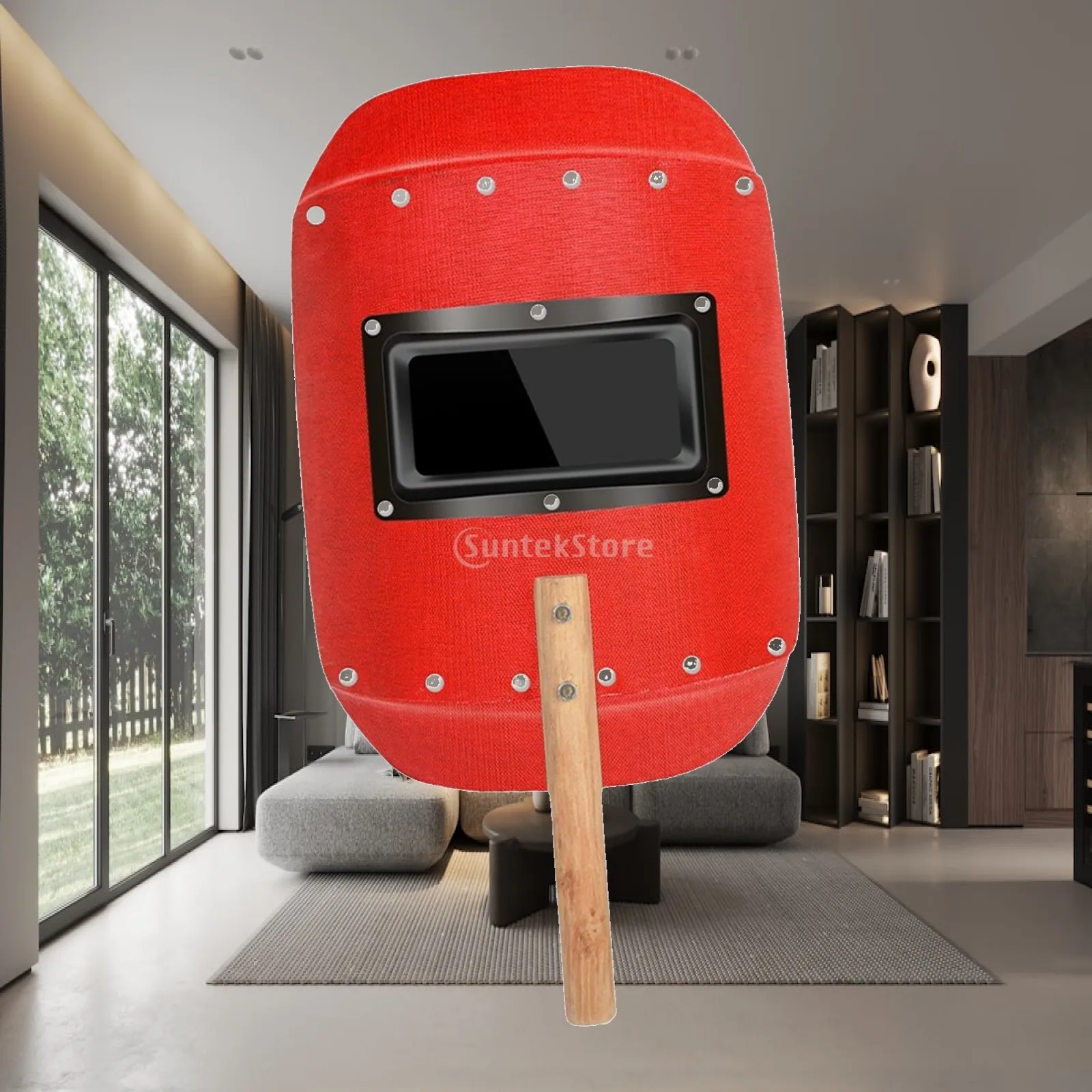 Professional Welding Shield Wooden Handle Impact Resistant Face Protector for Welding Garage and Home Use