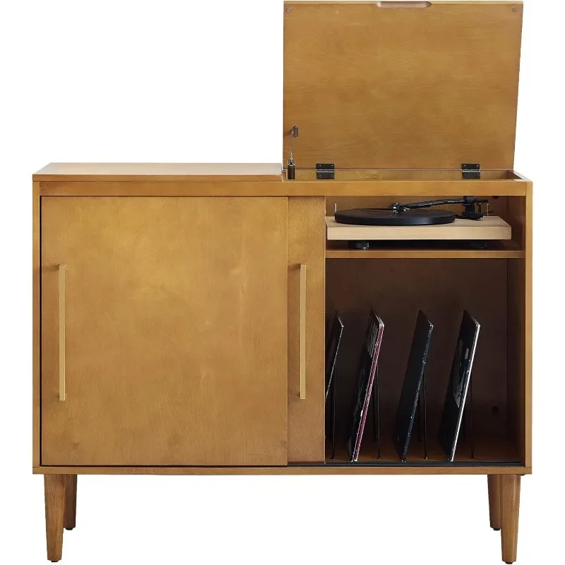 Media Console and Record Player Stand with Storage