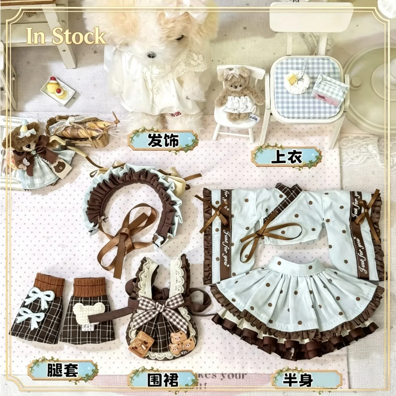 

New Bjd Doll Clothes One Sixth Scale Cute Bear Decor Maid Dress Waiter Style Outfit For Ball Jointed Articulated Doll Action
