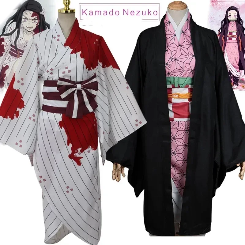 

FC6 Demon Slayer Kamado Nezuko Kimono Cosplay Bloodstain Kamado Nezuko Kimetsu No Yaiba Women's Costumes Adult Kimono@FC8!