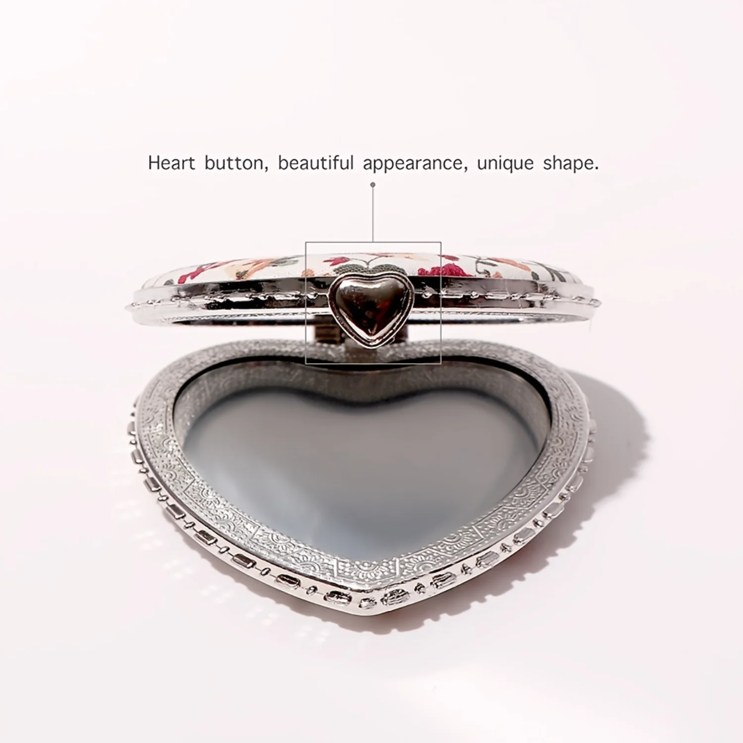 Herz-Design, faltbarer Spiegel, doppelseitig, kompakter Spiegel, Mini-Schminkspiegel aus Stoff, tragbar, für Reisen und Outdoor, Geschenk für Frauen –