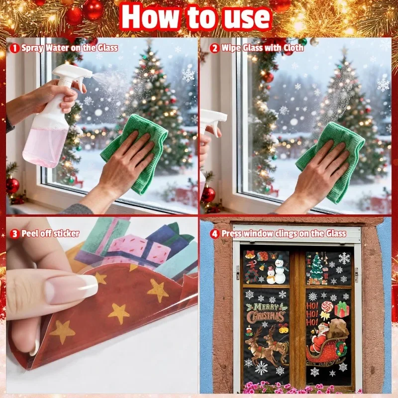 Christmas Party Decorations - 5 PCS Snowflake Window Clings Stickers for Glass | Christmas Decorations Indoor Outdoor