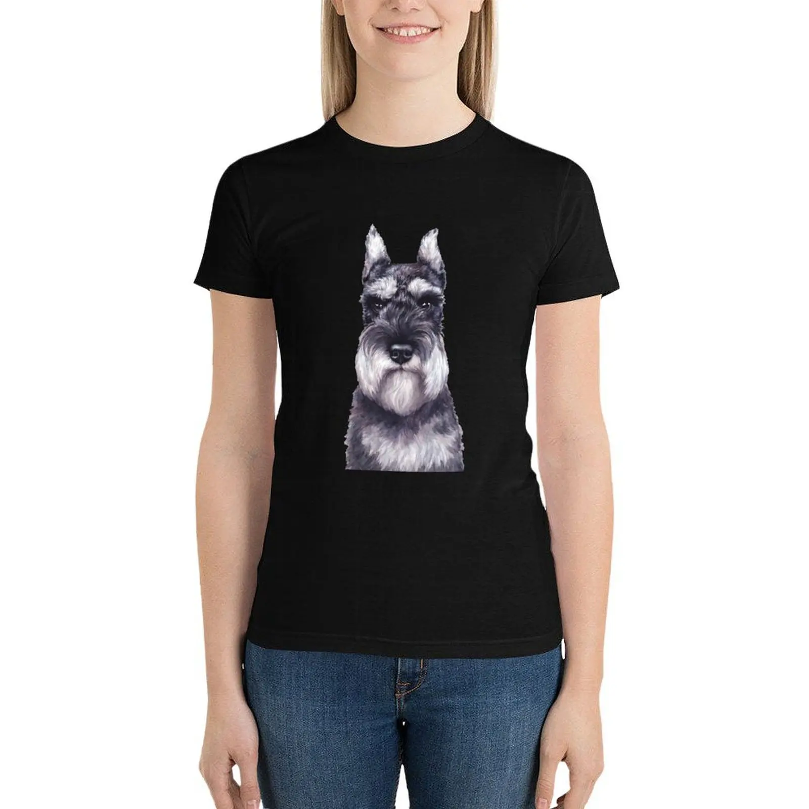 

Watercolor Miniature Schnauzer T-Shirt vintage clothes summer tops summer blouses woman 2024