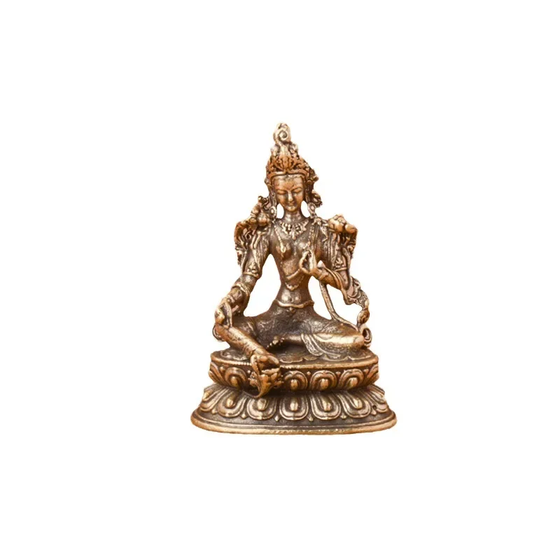 Brass Green Tara Small Statue Tantric Buddha Figurines Miniatures Buddhism Buddhist Figure Desktop Enshrine Ornaments Home Decor