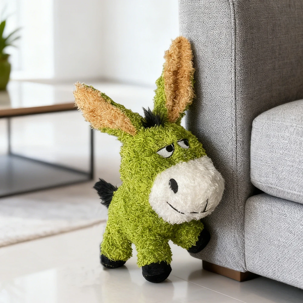 Brinquedo Interativo de Pelúcia Resistente a Mordidas para Pets com Som, Design Divertido de Burro, Adequado para Pets Grandes, Médios e Pequenos, como Gatos e Cães, com Tecido de Camada Dupla e Airbag Integrado