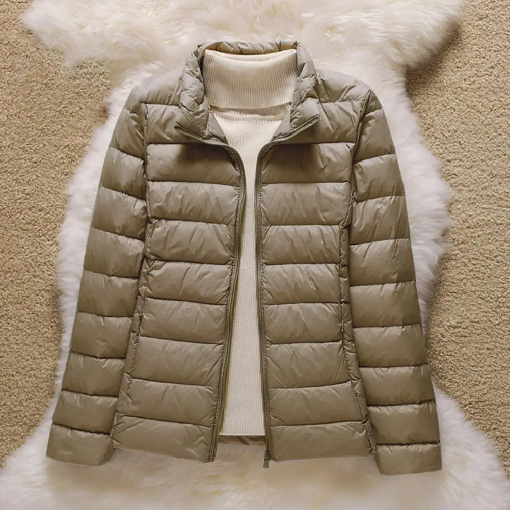 Warm dames donsjack met ronde hals Veelzijdige lichtgewicht en dunne zelfontplooiing katoenen gewatteerde damesjas